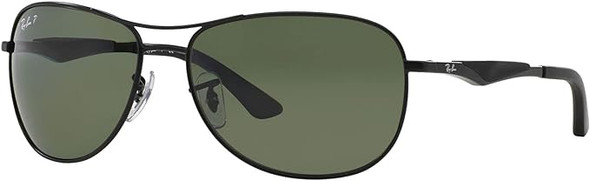 Ray-Ban Men's RB3519 Aviator Sunglasses - Green Polarized/ Matte Black