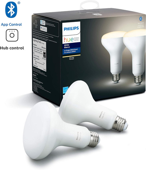 Philips - Hue BR30 Bluetooth Smart LED Bulb (2-Pack) 9290018194 - White