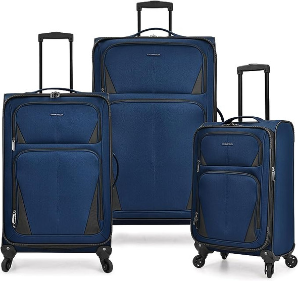 U.S. Traveler Aviron Bay Softside Spinner Wheels 3 Piece US08125N - Navy