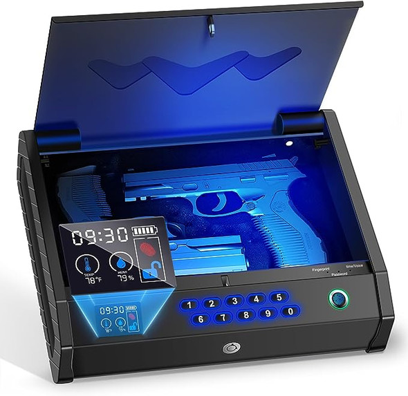 MOLICAR Gun Safe, Upgrade Biometric Gun Safes for Handgun with LCD 443B - BLACK