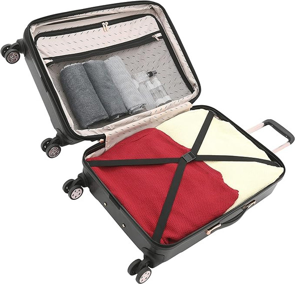 Kensie Women's Dawn Hardside 3-Piece Spinner Luggage 20/24/28 KN-C5303 - Black