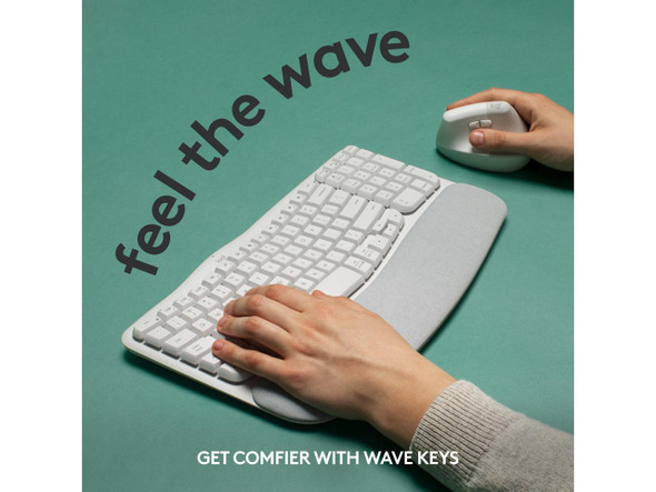 Logitech Wave Keys Wireless Ergonomic Keyboard with Cushioned Palm Rest,