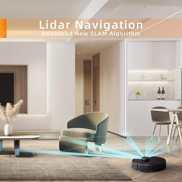 MOVA Robot Vacuum and Mop, Lidar Navigation Robot Vacuum RLS4 - BLACK