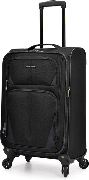 U.S. Traveler Aviron Bay Softside Luggage Spinner Wheels 22" US08125K23 - Black