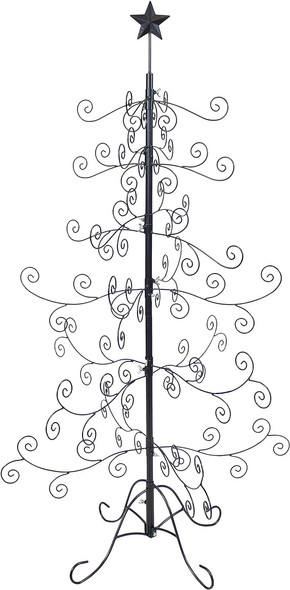 Sunnydaze Noelle 60-Inch H Christmas Black Metal Ornament Tree HMI-665 - BLACK