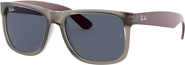 RAY-BAN RB4165 Justin Rectangular Sunglasses - Dark Grey Rubber Transparent