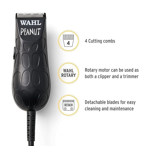 Wahl Professional Peanut Beard Trimmer Hair Clipper Kit 4 Combs 8655-200 - Black