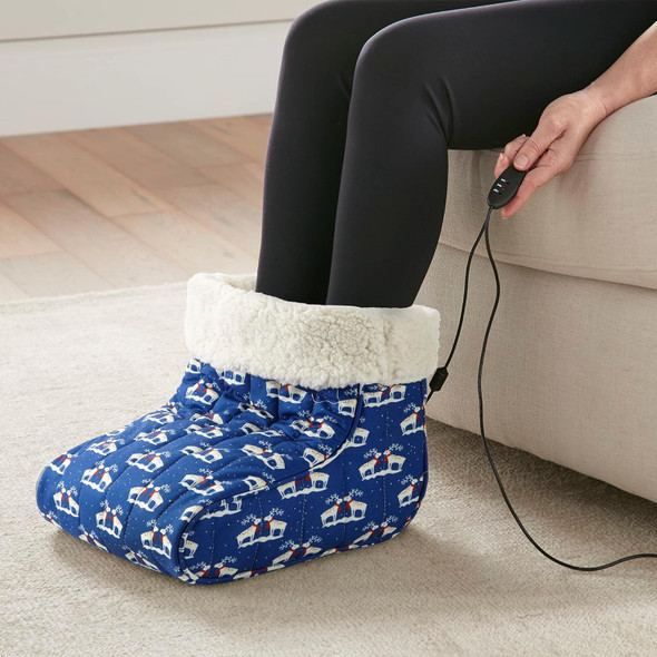 Shavel Micro Flannel Heated Foot Warmer, One Size - Kiss Me Deer (BLUE)