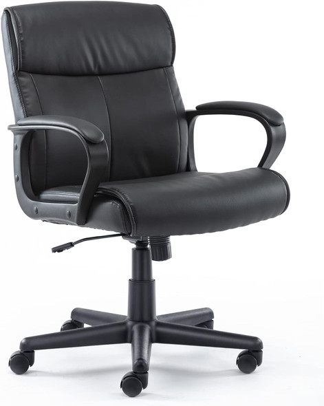 OLIXIS Office Chair MidBack Computer Desk Chair with Armrests C-2639-BK - Black