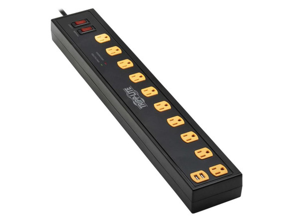 Tripp Lite SURGE PROTECTOR 10-OUTLET 2-USB SWIVEL LIGHT BARS 10FT CORD BLACK