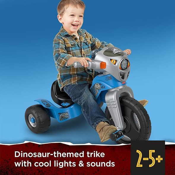 Fisher-Price Jurassic World Velociraptor Dinosaur Tricycle - BLUE AND SILVER