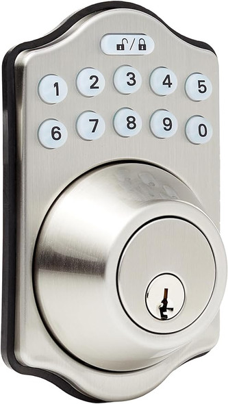 Amazon Basics Traditional Electronic Keypad Deadbolt Door Lock - Satin Nickel