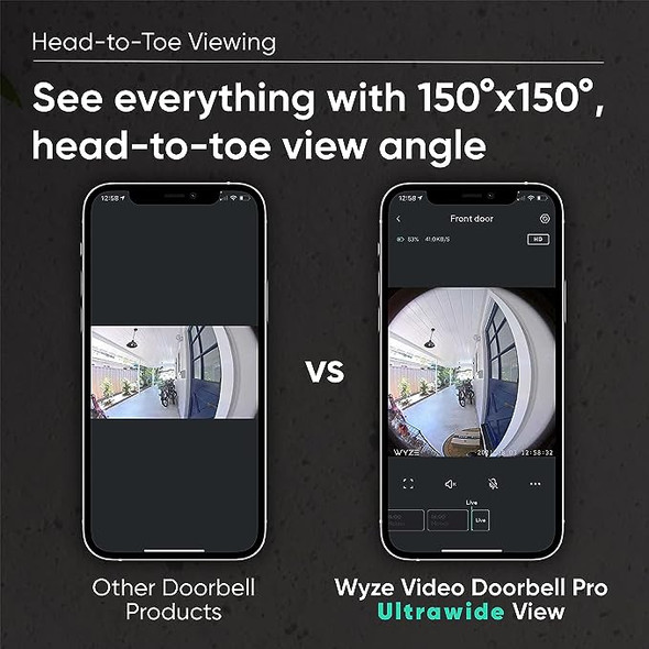 Wyze Wireless Video Doorbell Pro (Chime Included) 1440 HD Video 2Way Audio WHITE