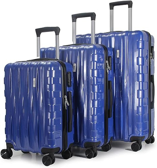 Mirage Luggage Ariel ABS Hard shell Lightweight 3 Piece Set ML-115 - Navy Blue