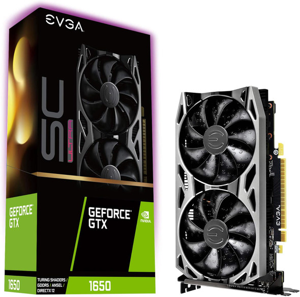 EVGA GeForce GTX 1650 SC ULTRA GAMING, 04G-P4-1057-KR, 4GB Dual Fan - Black