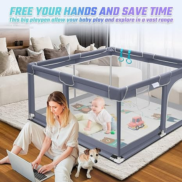Suposeu Baby Playpen with Mat, Baby Play Yard for Toddler BP-01-MAT - Grey Suposeu Baby Playpen with Mat, Baby Play Yard for Toddler BP-01-MAT - Grey