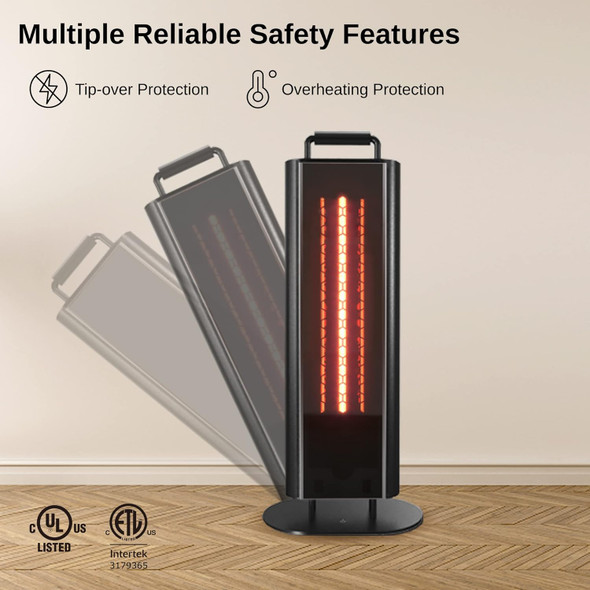 EAST OAK 1200W Patio Heater with Double-Sided Design Silent Heating - BLACK