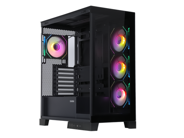 Sama Neview 2351 Black Dual USB3.0 and Type C Tempered Glass ATX Mid Tower