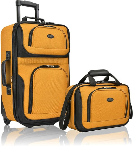 U.S. Traveler Rio Rugged Expandable Carry on Luggage Set US5600O - MUSTARD