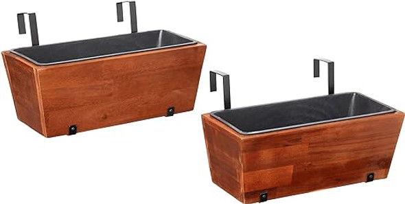 Amazon Aware Acacia Wood 18" Rectangular Planter 2-Pack131022PK-MO - Brown