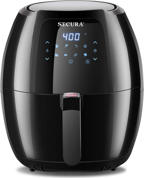 Secura Max 6.3Qt, 1700W 10-in-1 Digital Hot Air Fryer - BLACK