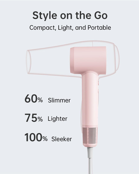 Laifen Hair Dryer Swift SE, 200 Million Negative Ionic Blow Dryer - Pink
