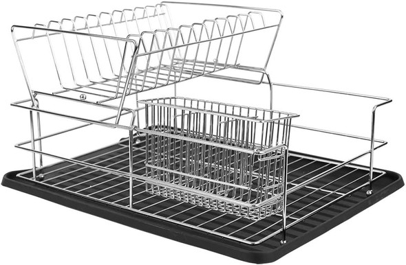 Home Basics Deluxe 2 Tier Dish Rack - Black