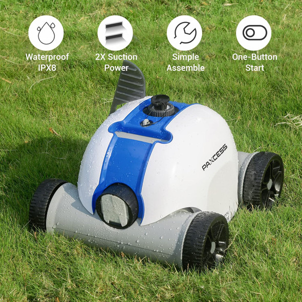 Paxcess Cordless Automatic Robotic Pool Cleaner HJ1103J - WHITE