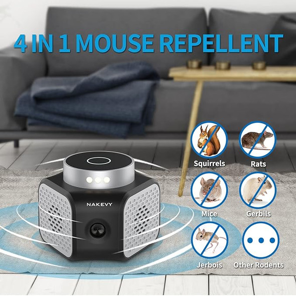 NAKEVY Rodent Repellent Indoor Pest Repeller Squirrels Deterrent Rat Control