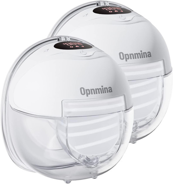 Opnmina Wearable Hands Free Breast Pump with Precision LCD Display 2 Pack -White