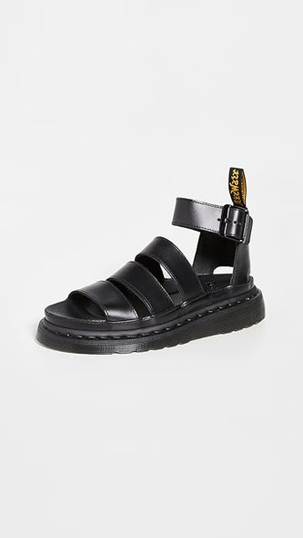 Dr. Martens Women's Clarissa II Leather Strap Sandals Brando Black Size 7