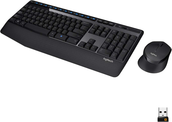 Logitech MK345 Wireless Combo Full-Sized Keyboard and Right-Handed Mouse - Black