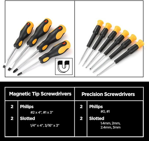 STEELHEAD 87 pcs Tool Set Screwdriver Handle Magnetic Screwdrivers YELLOW/BLACK