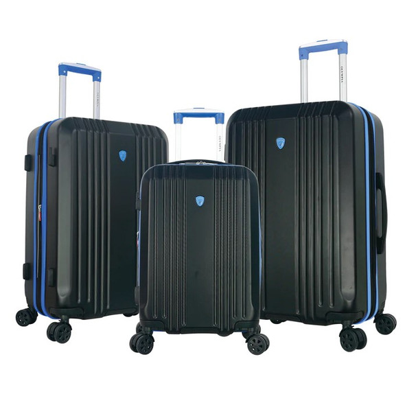 Olympia USA Apache II 3-Piece Expandable Spinner Luggage Set - BLACK/BLUE