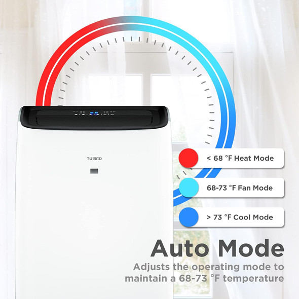 TURBRO 14000 BTU Portable Air Conditioner and Heater with Remote Control - WHITE