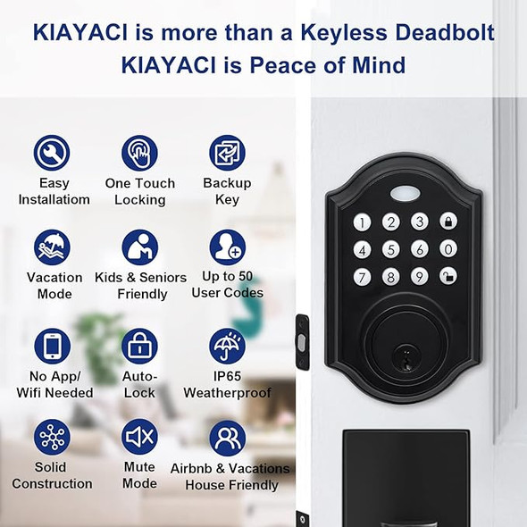KIAYACI Front Door Handle Sets Black Door Handle keypad Door Lock - BLACK