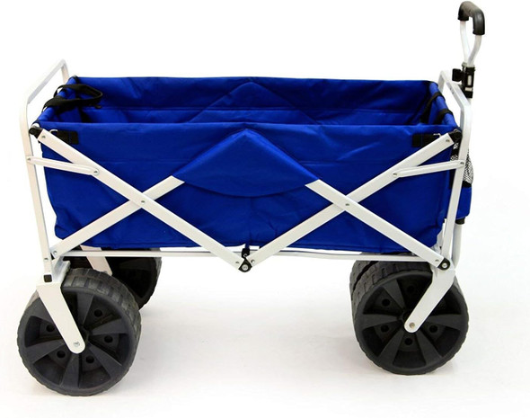 Meda All Terrain Utility Collapsible Foldable Beach Wagon Cart - BLUE /WHITE