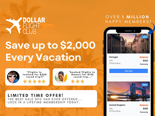 Dollar Flight Club Premium Lifetime Subscription Save up to $2000 Flight Digital