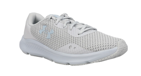 3024889 Under Armour Women's Charged Pursuit 3 Running Shoe Grey/White 9