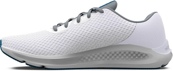 3024878 Under Armour Men's Charged Pursuit 3 Running Shoe White/Cruise Blue 9.5