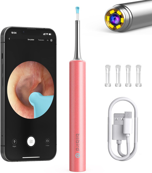 BEBIRD Otoscope with Light and Ear Camera 5 Megapixels 1080P Ear Cleaner - PINK