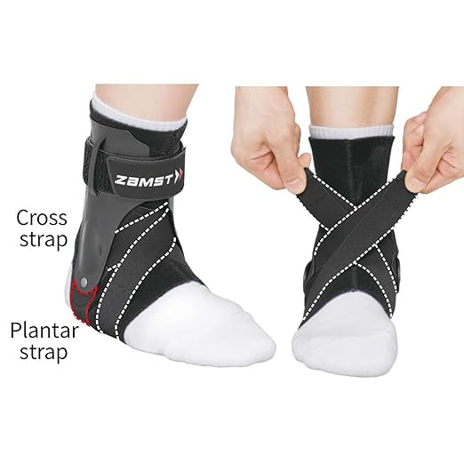 Zamst A2-DX Sports Ankle Brace with Protective Guards - Size LARGE Right - BLACK