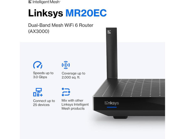 Linksys Hydra 6 Mesh WiFi 6 Router - MR20EC-AMZ - Dual-Band WiFi Router - Mesh