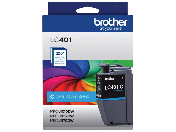 Brother LC401 Cyan Standard Yield Ink Cartridge Prints Up to 200 Pages (LC401CS) Brother LC401 Cyan Standard Yield Ink Cartridge Prints Up to 200 Pages (LC401CS)