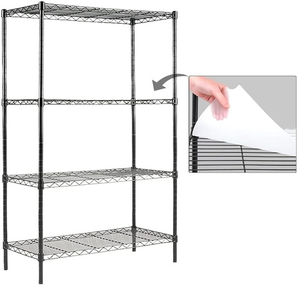 EZPEAKS 4-Shelf Shelving Unit Shelf Liners Set of 4 (30W x 14D x 47H) - Black