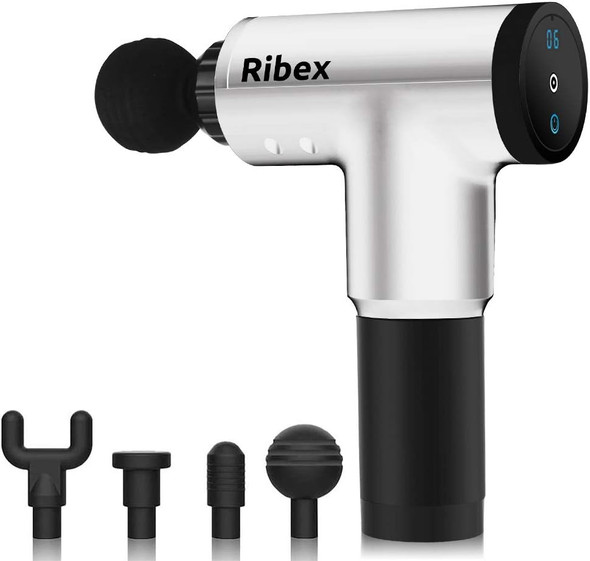 Ribex A6 Pro Muscle Deep Tissue Percussive Handheld Cordless Massage Gun -SILVER