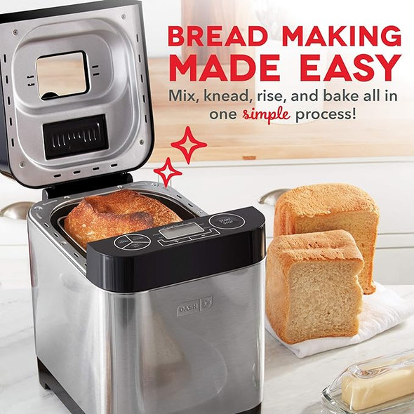 Dash Everyday Stainless Steel Bread Maker 1.5lb Loaf DBM150GBBK01 - Black