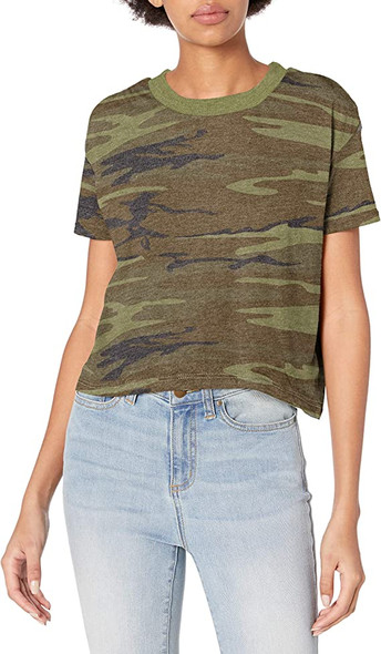 5114EA Hanes Alternative Women's Cropped T shirt Camo XS