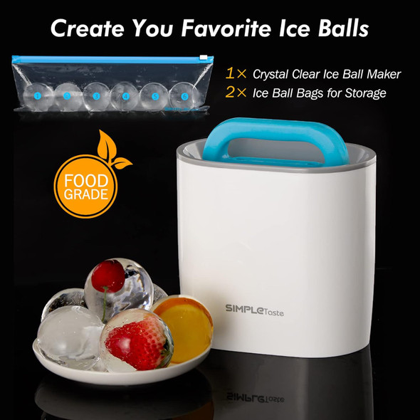 SIMPLETASTE Crystal Clear Ice Ball Maker Mold - 2.36 Inch Clear Sphere - WHITE