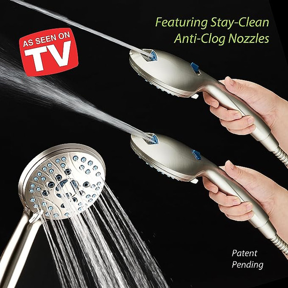 AquaCare AS-SEEN-ON-TV High Pressure 50-mode 3-way Shower Head - SATIN NICKLE